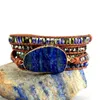 Chain Exclusive Wrap Bracelets with Natural Stones Lapis Lazuli Leather Strap Woven Beads Bracelets Jewelry Femme Drop 230606