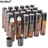 Doft AICEBEU 10/20 st 10 ml bärnsten glasrullflaskor med avtagbart rostfritt stål rullkula för eterisk olja parfym L230523