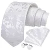 Neckband Dibangu Designer White Grey Sliver Mens Hanky ​​Cufflinks Set Silk Ties for Men Wedding Party Business Tie 230605
