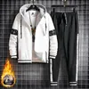 Herrspårar män spårdräkt höst vinter mode kläder hip hop 2 bit set hoodie and pants white streetwear 2023