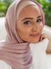 Eşarplar 2023 Büyük Boyut TR Pamuk Eşarp Pileli Kırıntılı Kadınlar Müslüman Kafa Sargısı Kırışıklık Şal Sade Renkler