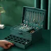 Schmuckschatullen Schöner 3-lagiger Flanell-Schmuck-Organizer Geschenkbox Halsketten Ohrringe Ringe Display Make-up-Etui für Frauen Große Kapazität mit Schloss 230606