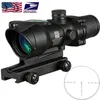 Trijicon caça riflescope acog 4x32 fibra óptica real vermelho verde iluminado chevron vidro gravado retículo tático visão óptica