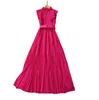 530 XXL 2023 Frühling Sommer Flora Print Kleid Rundhals ärmelloses rotes Kleid Panelld Kleid Luxus Mode Abschlussball Damen Kleidung AS8