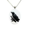 Pendant Necklaces Goth 3D Raven Cameo Necklace For Women Man Oval Glass Gothic Jewelry Witch Accessories Gift Charm Choker