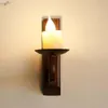 Wall Lamp JW Solid Wood Base Marble Lampshade Light Vintage Candle Retro Industrial Creative Lighting Sconce For Restaurant