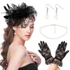 Bandanas Mesh Head Flower Pearl Earrings Studs Fascinator Hat Headbonad Party Lace Gloves Hair Ties Headwear pannband Charmig Hathair