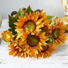 Dekorative Blumen, üppiger, hochwertiger großer Sonnenblumenstrauß im europäischen Retro-Stil, künstlich für Zuhause, Tischdekoration, Flores Artificiales