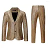 Herrspårar Herr Metallic Slim Suit Two-Piece Set 70s Disco Prom Outfit Rainbow Plaid Sequin Jacket Pants Dance Christmas