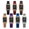 Montres-bracelets Simple Carré Femmes Montres Mode Casual Dames En Acier Inoxydable Aimant Noir Femelle Quartz Horloge Damenuhr Cadeau