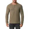 Men's Suits A1891 Lente T-shirt Mannen Mode Henley Kraag Lange Mouw Heren Katoen Slim Fit Comfortabele Casual Top Tees Mens Kleding