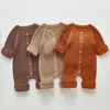 Armatürler Sonbahar Baby Romper Örtü Doğum Kızlar Erkekler Sulma Kıyafet Katı Yürümeye Başlayan Çocuk Onesies Giyim Giyim Uzun Kollu 230606