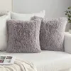 Taie d'oreiller décorative canapé taie d'oreiller solide doux moelleux housse de coussin maison taie d'oreiller blanc rose gris Shaggy fourrure housse de coussin 43x43cm 230606