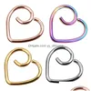 Stud Fashion High Quality 4 Colors Stainless Steel Heart Shape Cuff Earring Studs Ear Piercing Earrings Jewelry Gifts For Men And Dr Dhojq