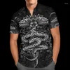 Heren Casual Shirts Aztec Mayan Snake Kalender Zon 3D Shirt Hawaii Mannen Zomer Korte Mouw 2023 Oversized 5XL Chemise homme