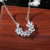 Pendant Necklaces Korean Trendy Silver Plated Olive Leaf For Women Shine CZ Stone Full Paved Fashion Jewelry Party Gift