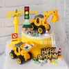 Fournitures de fête tracteur anniversaire gâteau Topper Construction fête décor enfants garçon décoration