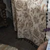 Занавес Bohemian Camellia Print Farmhouse Полукрасные хлопковые смеси с кисточками для столовой гостиной спальня TJ7030