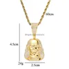 Collane con ciondolo Designer Gold Cz Cubic Zirconia Blingbling Franklin Portrait Collana Mens Hip Hop Iced Out Diamond Rapper Jewelry Dhl5D