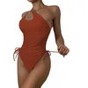 Maillot de bain femme maillot de bain long Transparent Sexy Bikini femme dos ouvert attache couleur unie épaule bretelles bas