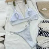 Kobietowe stroje kąpielowe 2023 Kobiety Zestaw mikro bikini cekiny wyściełane kantar bikinis seksowne push -up bandage brazylijski kostium kąpielowy