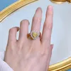 Cluster Rings Jewelry S925 Silver Heart Yellow Diamond Ring Fashion High Grade Set With 7 Women's