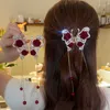 Hårklämmor Barrettes Elegant Red Rose Fjäril Grip Girl Long Fringe Clip Metal Shark Top Delicate Bangs Accessories Z0607