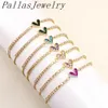 Chain 10Pcs Fashion adjustable jewelry 24K gold Shiny Crystal Heart Minimalis Gold Plated tennis zircon Bracelet For Gift 230606