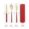 Dinnerware Sets Stainless Steel Portable Tableware Set Fork Spoon Chopsticks Korean Style Three-piece Outdoor Gift Western