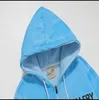Qiu dong with tie-dye letters printing easy zipper hooded fleece men and women