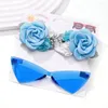 Hair Accessories 3Pcs Artificial Flower Hairclip Sunglasses Set For Kids Girl Vintage Geometry Protective Pilot Glasses Hairpin Headwear