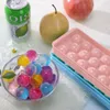14 rejillas 3D bolas redondas moldes de plástico para hielo bandeja de hielo hogar Bar fiesta agujeros de hockey sobre hielo hacer moldes de caja con cubierta bandeja de cubo DIY