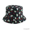 Sombreros de ala ancha con diseño de flor de cerezo, sombrero de cubo para mujer, moda de verano, sol, Reversible, Bob, Floral, gorra de pescador para hombre, R230607