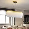 Ljuskronor Nordic Modern LED Luster Pendant Lights Luxury Crystal Chandelier för levande matsal Cirkel hängande lampa heminredning fixtur