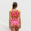 Swim Wear Two Piece Bikinis Swimwear Women V Neck Ruffled Swimsuit High midjetryck Push Up Bathing Suit Beachwear Summer 230605