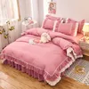 Bedding sets 4pcs Couple Bed Quilt Set Sheet Bedsheet Bedspread Queen Size Duvets Cover Linens Comforter Bedding with Pillowcases Luxury Pink 230606