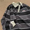 Retro Striped Polo Shirt Kobiet mężczyzn Punk Hip Hop Long Rękaw Zagima ourowa