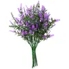 Dekorativa blommor 3 Bunches flockade plastlavendelbunt Fake Plants Weddle Brid Bouquet Inomhus utomhus hem Kökskontorsbord