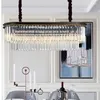 Chandeliers Modern Crystal Chandelier Oval Black Retro American Light Dining Table Creative Personality Room Lamp