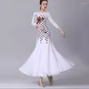 Vêtements de scène noir blanc robe de danse de salon 2023 femme valse compétition Standard grande balançoire moderne Performance Costumes
