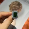 Cluster Ringen Luxe 8ct Emerald Diamond Ring Echt 925 Sterling Zilveren Sieraden Engagement Wedding Band Voor Vrouwen Mannen Edelstenen Gift