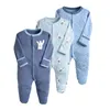 Rompers 3PCS/Lot Spring Autumn Brands born Children Clothes Baby Boy Girl Cotton Clothes Long-Sleeve 0-12M Baby Rompers 230606