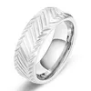 European and American hot-selling titanium steel striped ring men's diamond-shaped carved leaf ring fashion domineering jewelry