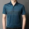 Camisas casuais masculinas verão sem costura de seda masculino estampado de luxo manga longa elegante vestido macio simples festa homem 3XL