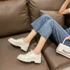 Aiyuqi Women Shoes Обувь искренняя кожа новая весна в британском стиле белые женские бездельники вокруг повседневной платформы.