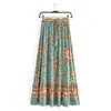 Faldas Boho Queens Hippie Mujeres Bohemio Animal Estampado floral Falda de playa Cintura alta elástica Maxi Long ALine Femme 230607