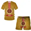 Herrspårar Cool Hip Hop Music 3D Guitar Print Short Sleeve Suit Men Women Summer Beach Casual Wear T-shirt Shorts 2 Piece 2023