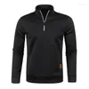 Sweats à capuche pour hommes Ashion hommes sport à manches longues décontracté col montant demi fermeture éclair mince sweat t-shirt t-shirt hauts fermeture éclair tricot