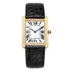 U1 Top AAA Géométrique Rectangle Réservoir Montres Senior Must Quartz Série Montres Femme Montre En Cuir Noir Saphir Cristal Verre Ultra Mince Dame Montres-Bracelets