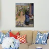 Toile Art Impressionniste Jeune Femme Lavant Des Assiettes Camille Pissarro Paysage Peinture À La Main Romantique Décor pour Cuisine